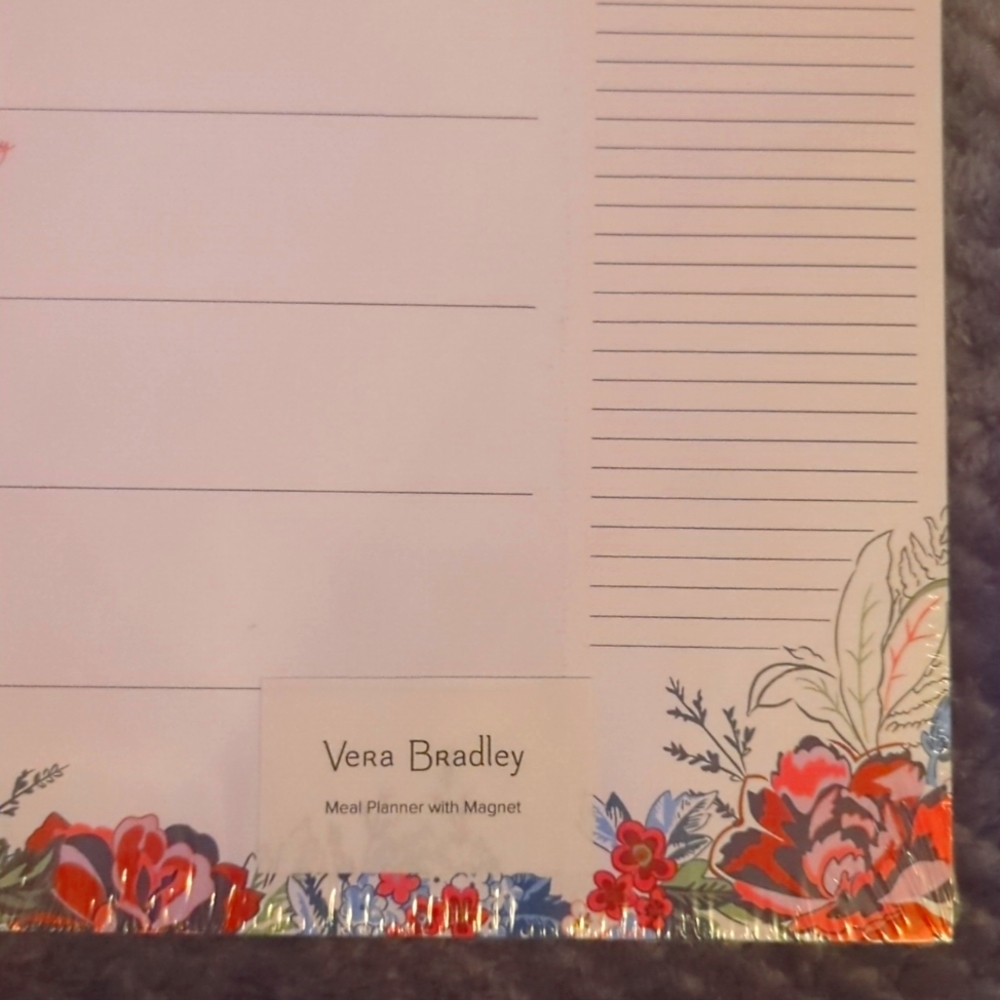 Vera Bradley meal planner with magnet.